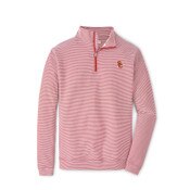 USC Trojans Men's Peter Millar Cardinal Perth Sugar Stripe Performance 1/4 Zip Top